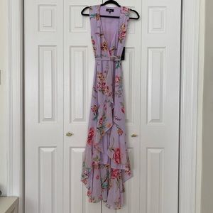 Lilac floral wrap dress